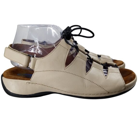 Wolky Kite Ghillie Lace Up Comfort Sandals Size 39 US 8 Beige Leather Adjustable - Picture 12 of 14